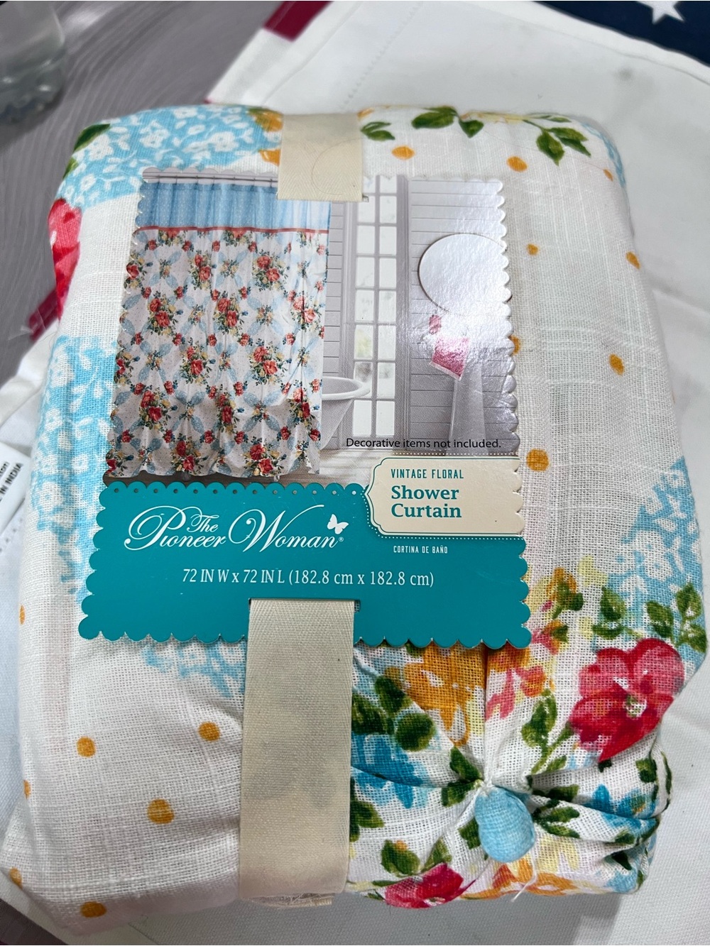 The Pioneer Woman Vintage Floral Shower Curtain 72x72 Cotton New with Tags NWT